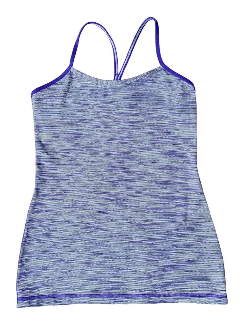 Lululemon Power Y Tank Top Purple Space Dye Heathered Built-In Shelf Bra Size 8